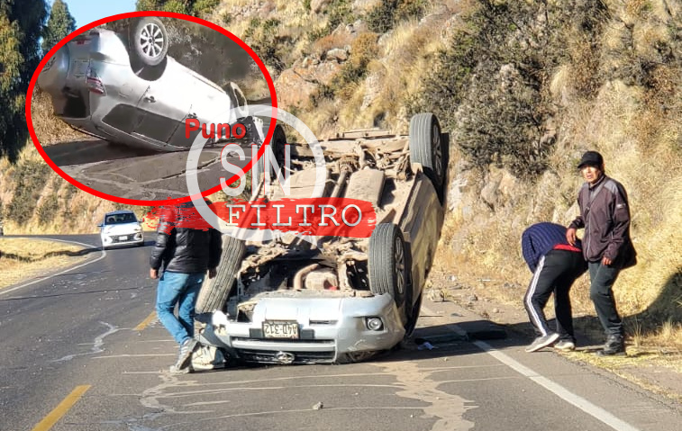 PUNO| VEHÍCULO TERMINÓ CON LAS LLANTAS ARRIBA EN LA CARRETERA PUNO – JULIACA