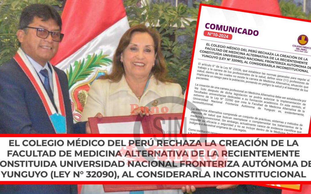 COLEGIO MÉDICO RECHAZA FACULTAD DE MEDICINA ALTERNATIVA EN LA FUTURA UNIVERSIDAD DE YUNGUYO