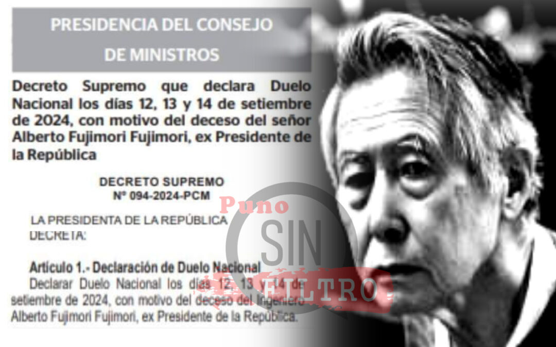 DINA BOLUARTE DECLARÓ TRES DIAS DE DUELO NACIONALPOR MUERTE DE FUJIMORI