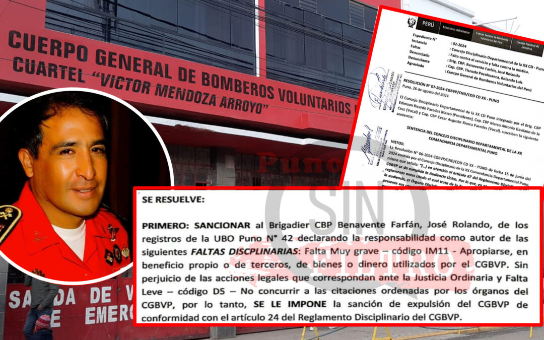EXPULSAN DE LA COMPAÑÍA DE BOMBEROS A JOSE BENAVENTE. LO ACUSAN DE APROPIARSE DE BIENES